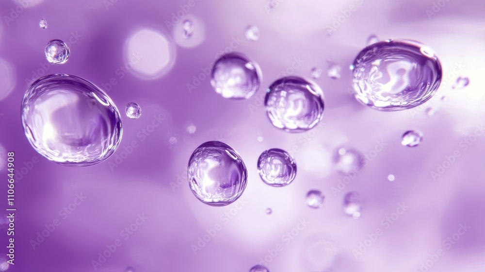Close-up macro view of purple cells releasing micro particles. Close-up macro view of purple cells releasing micro particles.
