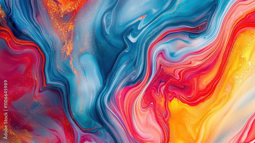 Fototapeta premium Abstract Fluid Art Swirling Colors Vibrant Hues