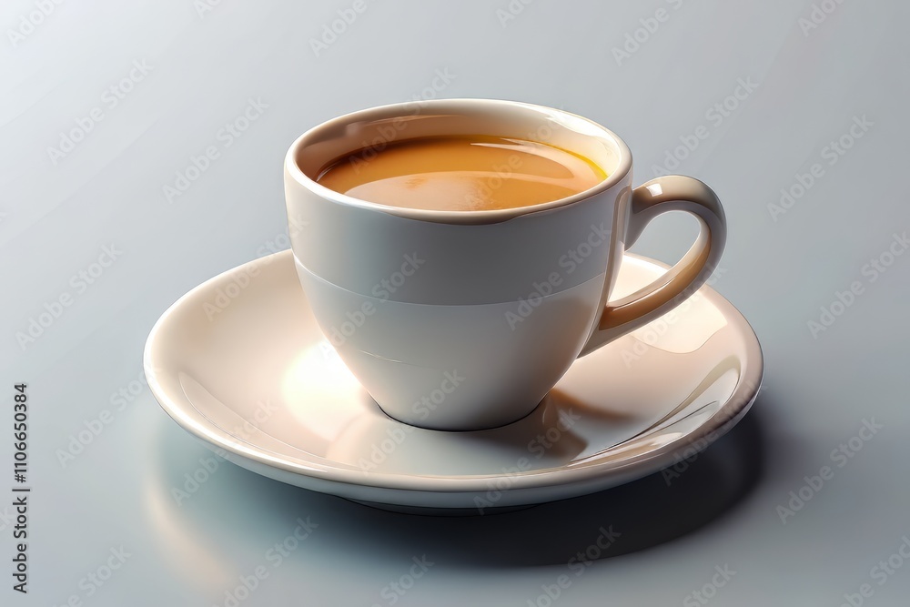 Espresso Cup Realistic 3D Design, Ceramic Coffee Set, Side View Espresso Cup Realistic 3D Design, Ceramic Coffee Set, Side View