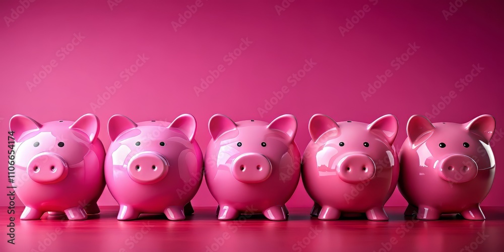 Pink Piggy Banks Savings Investment Illustration Pink Piggy Banks Savings Investment Illustration