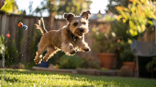 Wallpaper Mural Joyful Terrier Mix Puppy Leaping Through Backyard Torontodigital.ca