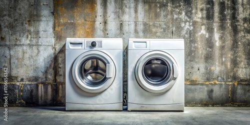 White Washing Machines Macro Concrete Wall Photography photo