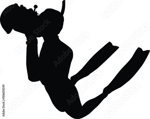 Scuba diving silhouette illustration