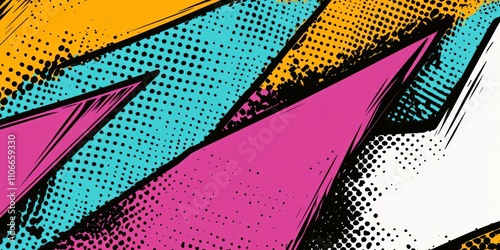 Wallpaper Mural Colorful graphic design featuring bold shapes and vibrant halftone patterns. Torontodigital.ca