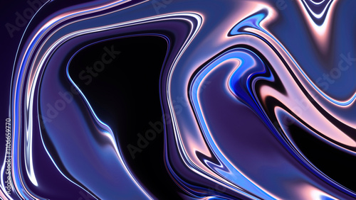 Holographic neon fluid wave 3D render on dark background for banners and covers.