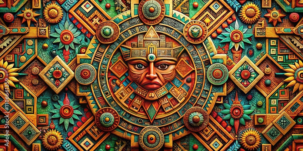 Aztec Pattern AI Art, Intricate Designs