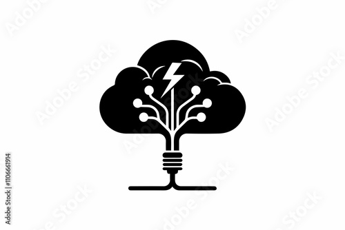 Tech and cloud logo vector black 