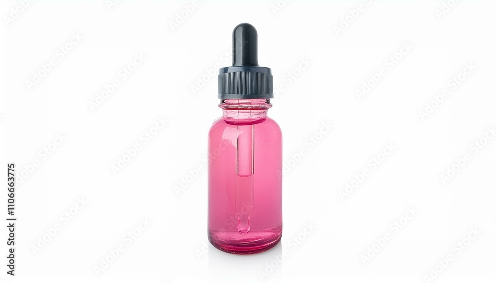 Pink dropper bottle product packaging for beauty and skincare on isolated white background Pink dropper bottle product packaging for beauty and skincare on isolated white background