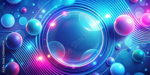 Futuristic Gradient Poster Design - Blue Geometric Shapes, Circle