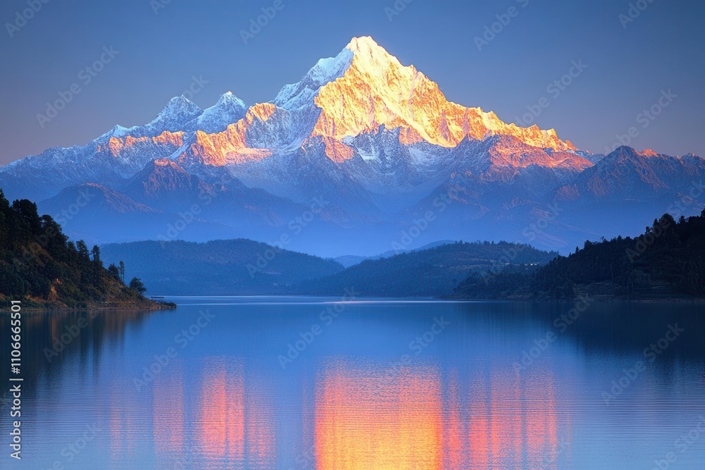 majestic mountain peaks with snow-capped summits bathed in golden sunlight, set against a clear blue sky, embodying the breathtaking beauty of nature and the serenity of untouched landscapes majestic mountain peaks with snow-capped summits bathed in golden sunlight, set against a clear blue sky, embodying the breathtaking beauty of nature and the serenity of untouched landscapes