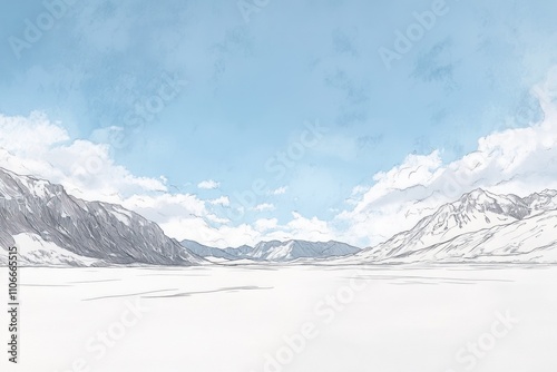 Wallpaper Mural A serene winter landscape with mountains and a clear blue sky. Torontodigital.ca