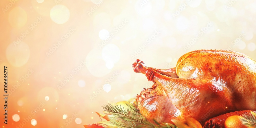 A roasted turkey with its legs spread out on a wooden table A roasted turkey with its legs spread out on a wooden table