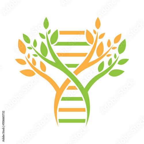 DNA Helix And Leaf Logo Design
