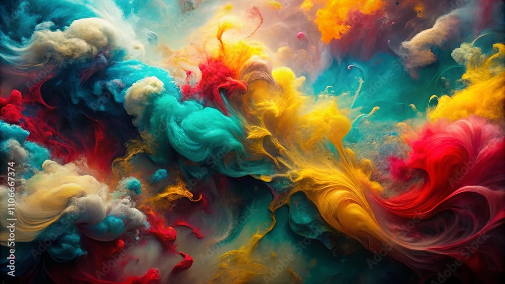 Abstract Watercolor Ink Swirls in Vibrant Hues of Blue, Yellow, Red, and White Abstract Watercolor Ink Swirls in Vibrant Hues of Blue, Yellow, Red, and White