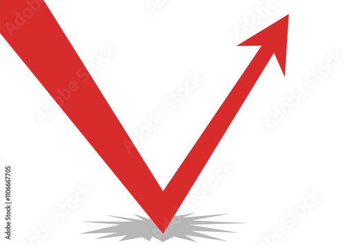 business arrow graph rebounding and soaring high, going high after a sharp decline indicating improving profits, trading profit and an economic boom