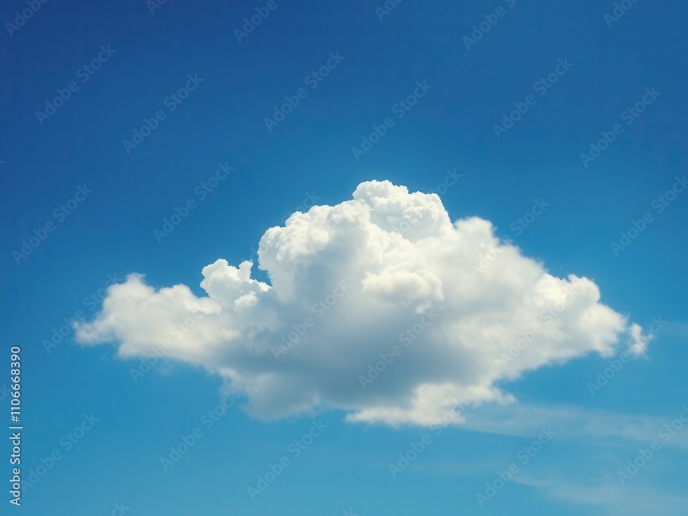 Soft white cloud floats above a brilliant blue sky with not a single contrail in sight , sky, landscape, cloud, airy Soft white cloud floats above a brilliant blue sky with not a single contrail in sight , sky, landscape, cloud, airy