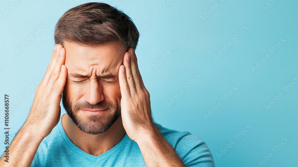 Young Man Suffering From Severe Headache Pain Young Man Suffering From Severe Headache Pain
