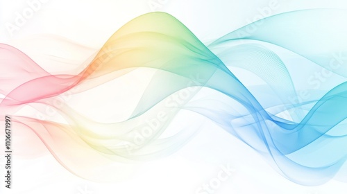 Soft Colorful Waves in Abstractive Flowing Motion with Light Background