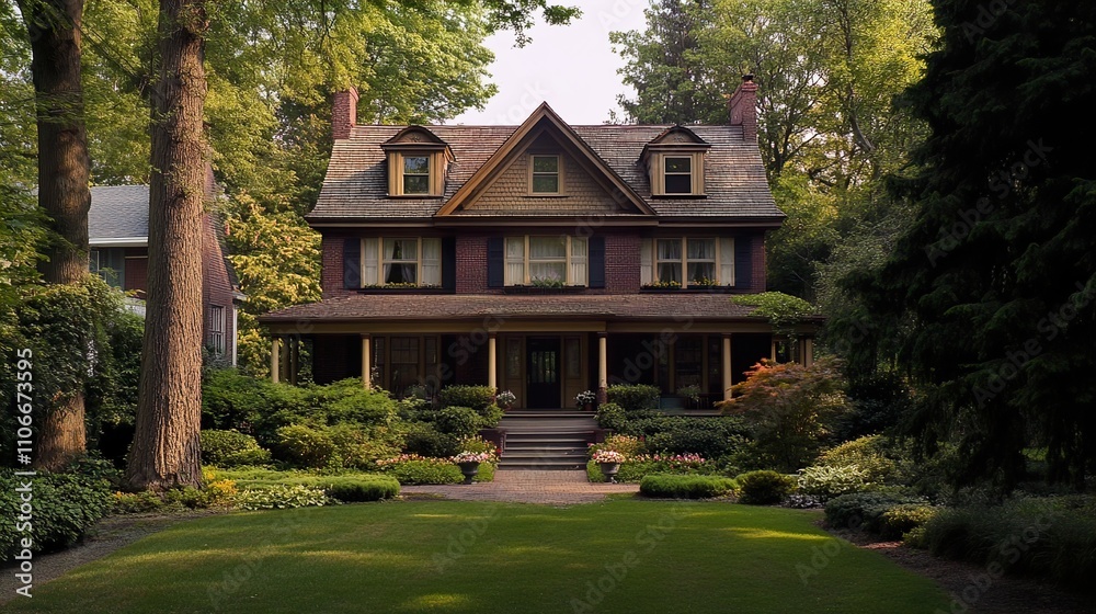 Classic Brick House with Lush Landscaping Classic Brick House with Lush Landscaping