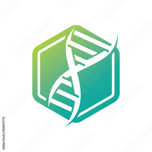 DNA Helix With Hexagon Logo