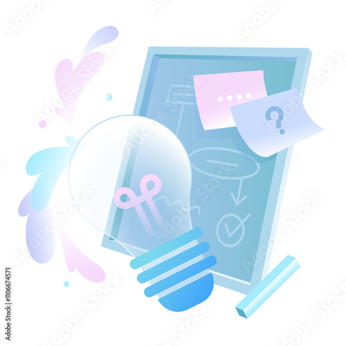 Brainstorming ideas with mind map on chalkboard
