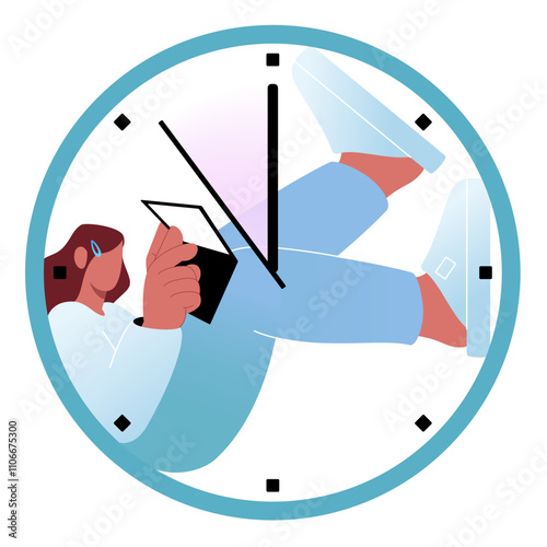 Deadline and woman working against the clock