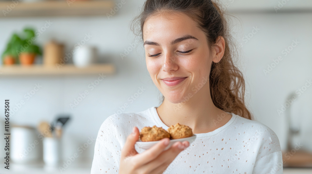 French woman grabbing eating cookies at kitchen, enjoy family tradition French woman grabbing eating cookies at kitchen, enjoy family tradition