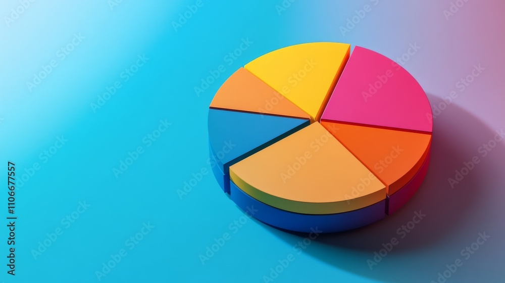 Colorful Pie Chart with Sticky Notes on a Blue Gradient Background Colorful Pie Chart with Sticky Notes on a Blue Gradient Background
