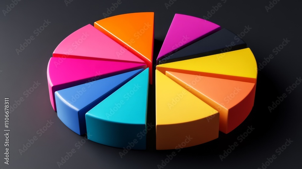 Fototapeta premium Colorful Geometric Pie Chart Segments on Dark Background