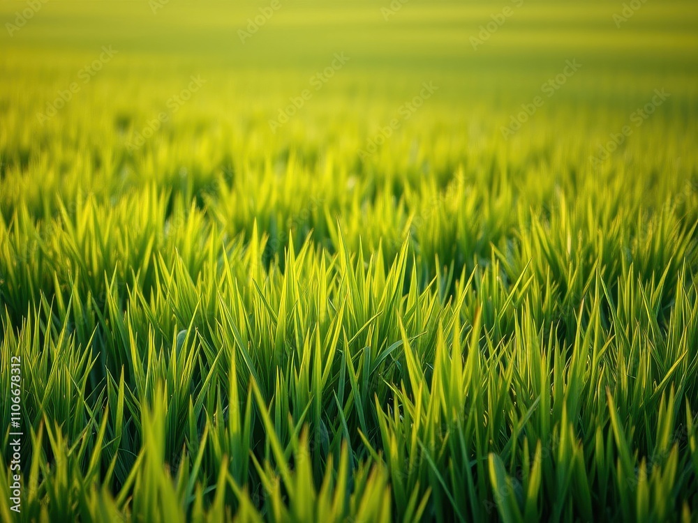 A field of fresh spring green grass stretching towards the horizon, scenic views, open fields A field of fresh spring green grass stretching towards the horizon, scenic views, open fields