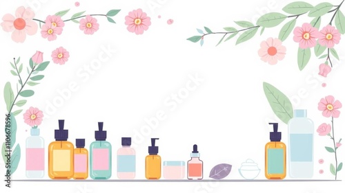 Icons representing various spa, massage therapy, and cosmetics services such as massages, facials, essential oils, and skincare products, facials, massages