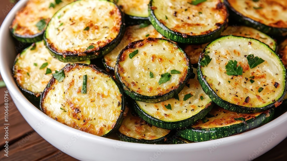 Deliciously Grilled Zucchini Slices with Seasoning and Herbs Deliciously Grilled Zucchini Slices with Seasoning and Herbs