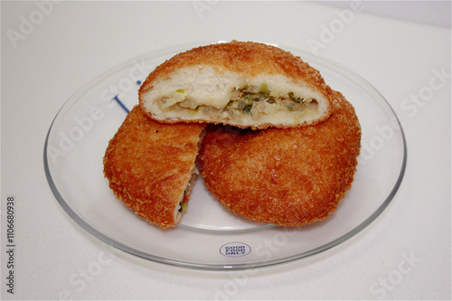 Korean Snack Doughnut Fried with Minced Vegetables and Meat