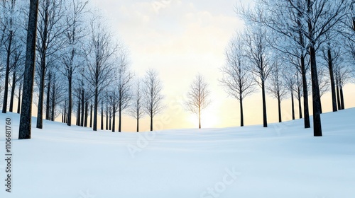 Winter Wonderland: Snowy Forest at Sunrise