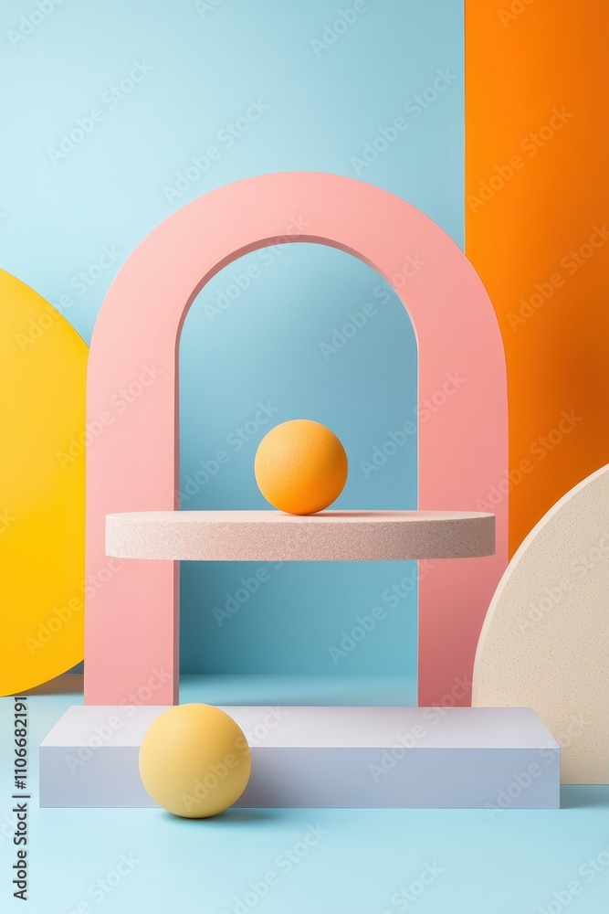 A vibrant arrangement of geometric shapes and textures in a playful display. The combination of pastel colors creates a modern and artistic ambiance. A vibrant arrangement of geometric shapes and textures in a playful display. The combination of pastel colors creates a modern and artistic ambiance.