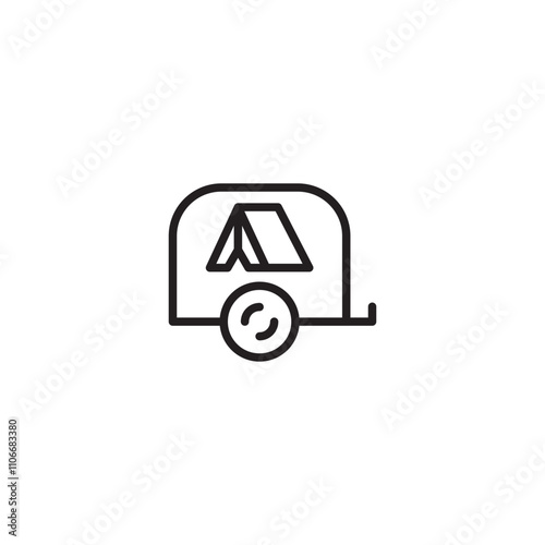Caravan camping sign icon. Trendy modern flat linear vector Caravan sign icon on transparent background from thin line traffic sign collection. Editable icon.
