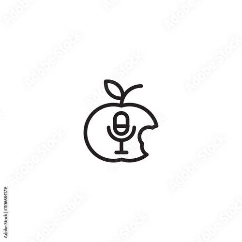 Eating fruit ASMR on icon. Fruit apple sounds. Fruit eating and calming atmosphere. Editable icon.