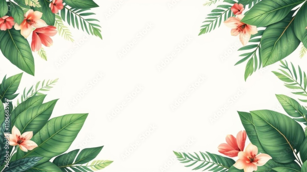 Seamless floral design with space for text in the center, perfect for invitations or marketing materials, template, card Seamless floral design with space for text in the center, perfect for invitations or marketing materials, template, card