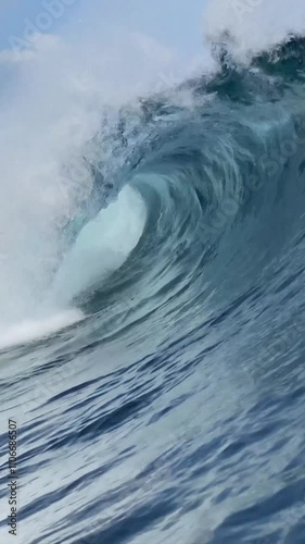 Slow motion video of blue sea wave from the water. High quality FullHD footage