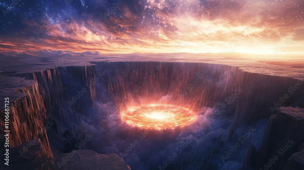 Fototapeta premium Alien Planet's Fiery Core: Unveiling a Stunning Cosmic Landscape of Wonders