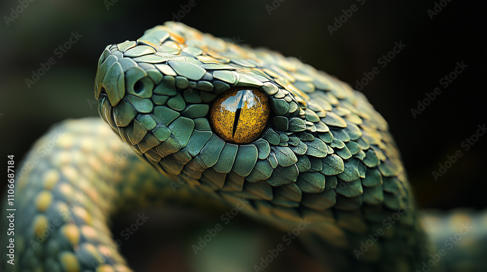 Fototapeta premium Viper snake closeup face ready to strike