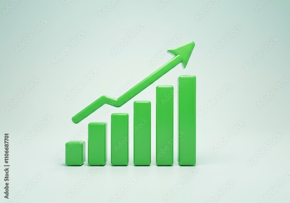 Green 3D Growth Chart with Upward Arrow Green 3D Growth Chart with Upward Arrow