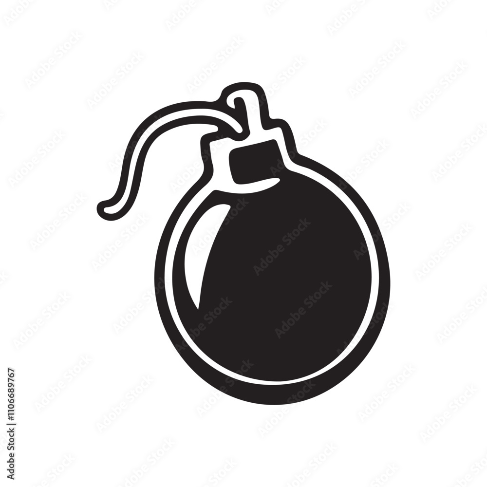 Clean Vector Design of Bomb Icon Silhouette. Clean Vector Design of Bomb Icon Silhouette.