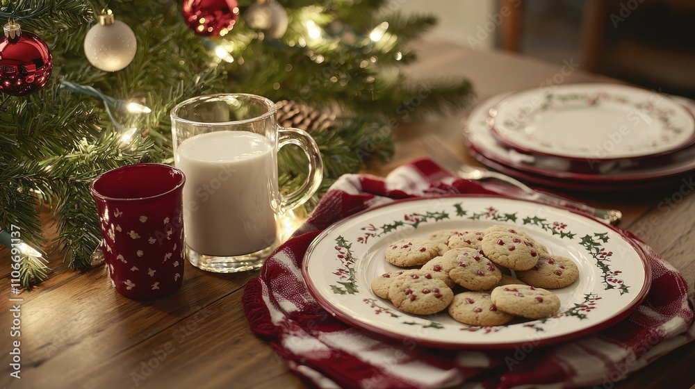 Festive Table with Milk and Cookies for Santa Festive Table with Milk and Cookies for Santa