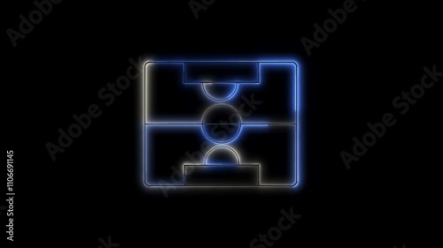 Black background with neon lights match football isometric field icon animation. lights match football isometric field video animation. photo