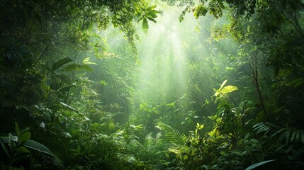 Lush green forest tropical rainforest landscape photography natural environment serene viewpoint nature's beauty
