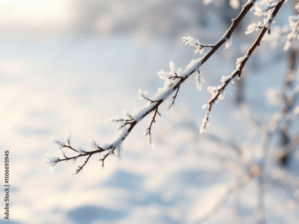 Frosty morning scene with a blank white canvas texture behind a frost-covered tree branch, icy atmosphere, frosty details, frozen tree branch Frosty morning scene with a blank white canvas texture behind a frost-covered tree branch, icy atmosphere, frosty details, frozen tree branch