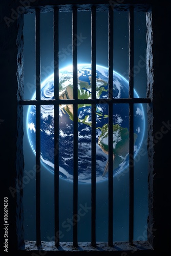 Earth behind bars: a symbolic view of planetary confinement photo