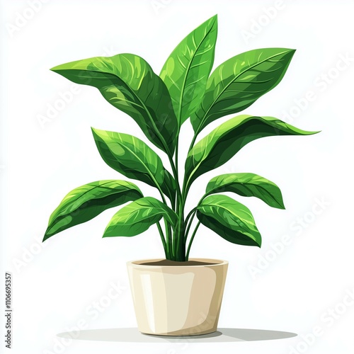 Wallpaper Mural Vector image of plants in clay pot on the white background - plant, leaves, indoor plant, green plant, pot, decorative plant, houseplant, foliage Torontodigital.ca