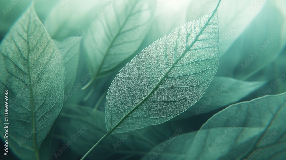 Obraz premium Exploring green leaves nature close-up botanical photography tranquil environment abstract view organic concept for eco-awareness
